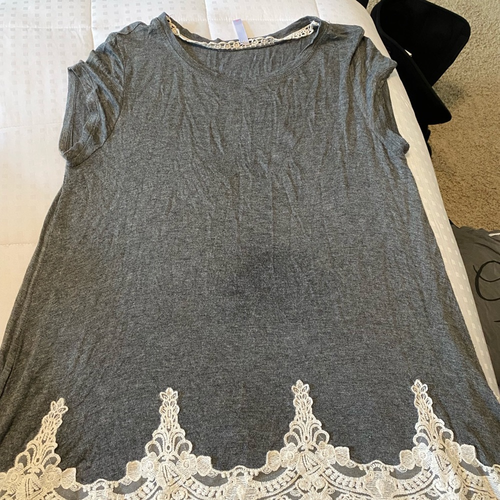 Grey dress top with lace bottom